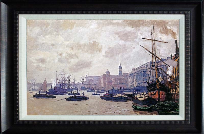 Claude Monet Port of London after Claude Monet landscape hand embellished on canvas: Claude Monet Port of London Limited Edition hand embellished canvas. After Claude Monet. The signature is in the plate. Custom framed. Approx 24x30 inches. Includes Certificate of Authenticity.
