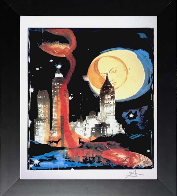 Salvador Dali Limited Edition Lithograph Manhattan Skyline: Salvador Dali Limited Edition Lithograph Manhattan Skyline. Signed in the plate and numbered. Approx 24x18 image size custom framed and includes certificate of authenticity.