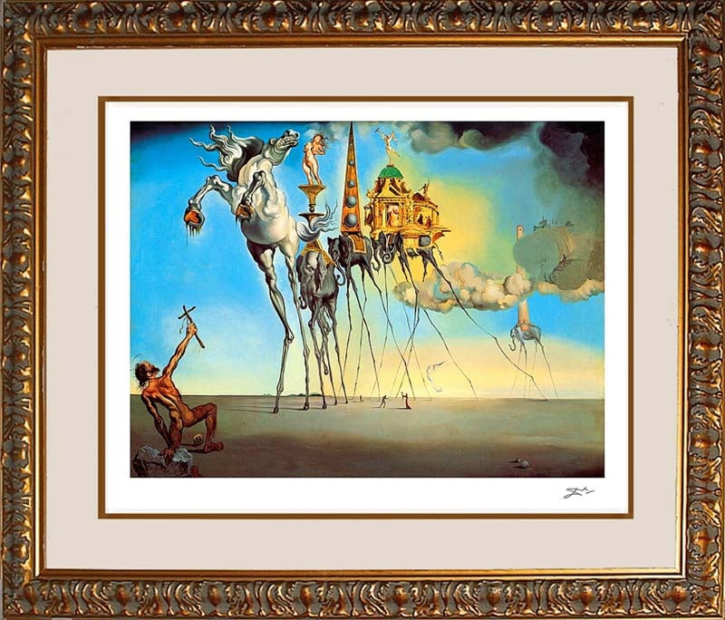 Salvador Dali The Temptation of St Anthony Limited Edition: Salvador Dali Limited Edition Lithograph the Temptation of St Anthony. Approx 26 x 30 inches. The signature is in the plate. Includes Certificate of Authenticity.