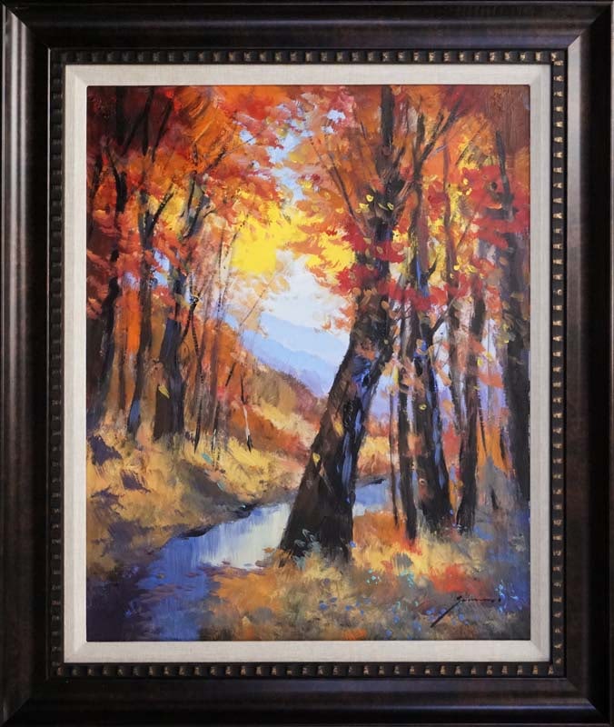 Michael Schofield Original mixed media on canvas Landscape: Michael Schofield Original Mixed Media on canvas. Hand signed by the artist. Custom framed and includes certificate. Approx 30x24 inches image size. This work was purchased directly from the artist.