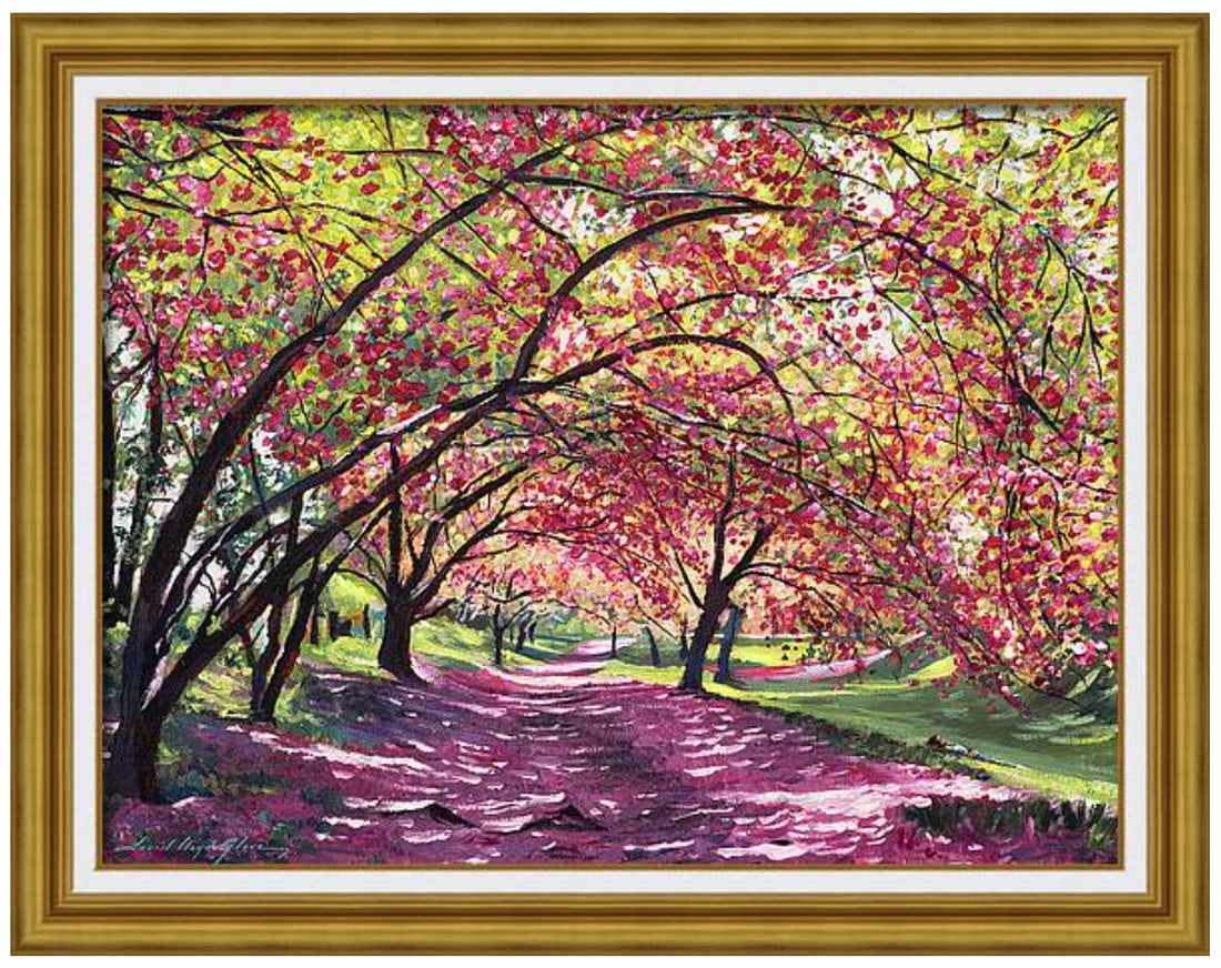 Weekend in the Spring park Original mixed media on canvas by David Lloyd Glover: Mediterranean Gardens Original mixed media on canvas by David Lloyd Glover Hand signed by the artist Approx 24x18 inches image size custom framed and includes certificate.