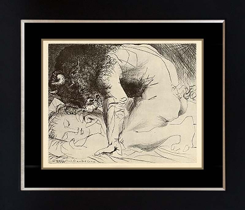 Pablo Picasso Lithograph: Pablo Picasso Lithograph erotic series 24x20 inches custom framed and includes certificate.