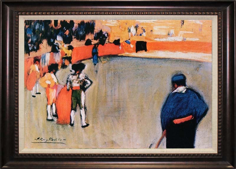 Pablo PIcasso Limited Edition Bullfight II Pablo Picasso Hand Embellished: Pablo Picasso Limited Edition Bullfight II. Limited Edition Hand embellished ink on canvas Estate signed, part of Collection Domaine Picasso. Includes Certificate of Authenticity. Custom framed.