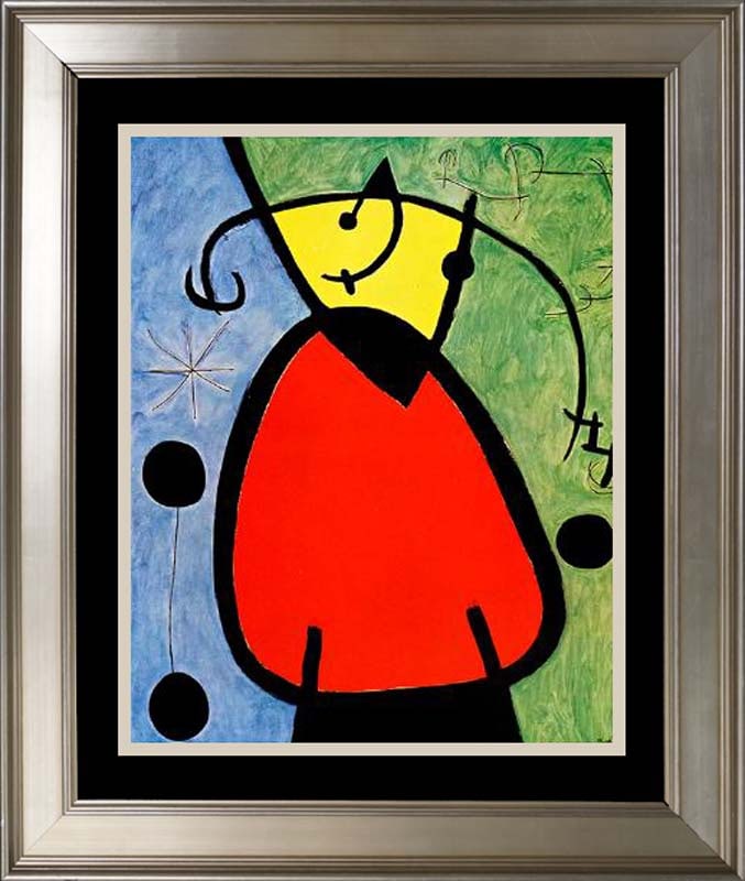 Joan Miro fine art print: Joan Miro Art Print from 1995 Approx 18x20 inches. Custom framed. Includes certificate of authenticity. Custom framed.
