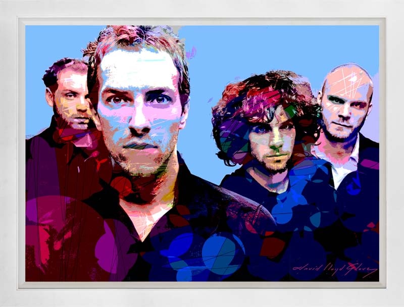 Coldplay Mixed Media original on canvas by David Lloyd Glover: Mixed Media original on canvas David Lloyd Glover One of a kind. Hand signed by the artist. On canvas Approx image size 24 x18 inches Custom framed and includes certificate. This work was