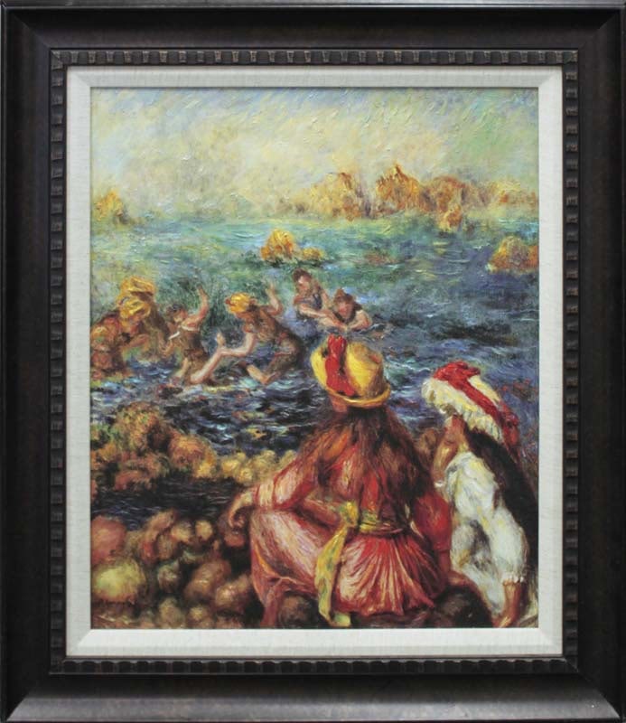 Pierre Renoir hand Embellished ink on canvas limited edition: After Pierre Renoir Hand Embellished Limited-Edition ink on canvas. Approx 26x34 inches. The signature is in the plate. Includes certificate of authenticity. Custom framed.