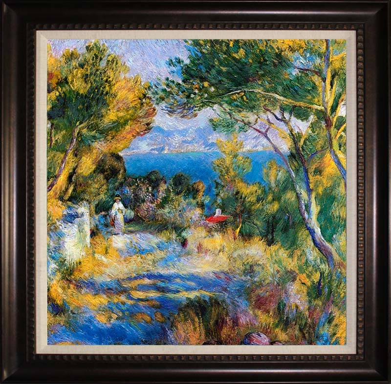 L'Estaque After Pierre Renoir hand embellished canvas: Pierre Renoir L'Estaque Limited Edition Hand Embellished ink on canvas. The signature is in the plate. Includes Certificate of Authenticity. Approx. 30 x 30 inches.