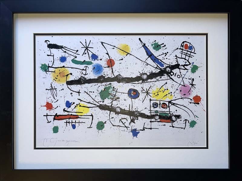 Joan Miro 1959 Lithograph from Mourlot Press in Paris. 16 x 9 inches: Joan Miro 1959 Lithograph from Mourlot Press in Paris. Approx 20x26 inches. Professionally framed. Includes certificate of authenticity.
