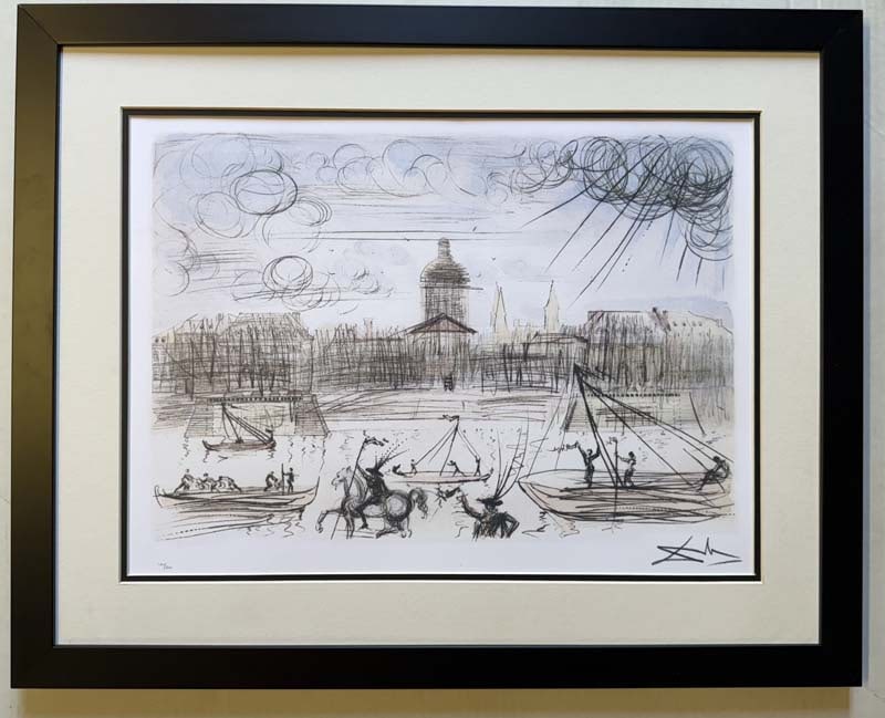 Salvador Dali Limited Edition Academy of Beaux Arts: Salvador Dali Limited Edition Lithograph Signed and numbered by the artist in the plate. This comes custom framed and includes a certificate of authenticity. Approx. 30x26 inches.