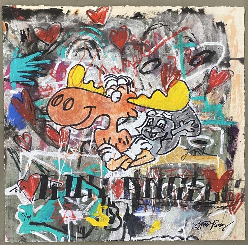 Gino Perez. Moose Love Limited Edition Hand Signed and Numbered.: Gino Perez. MOOSE LOVE. Numbered. Fine Art Giclee on Museum Quality Archival Paper. Deckled and Bled to the Edge. Image Size Approx 20 x 16 inches.