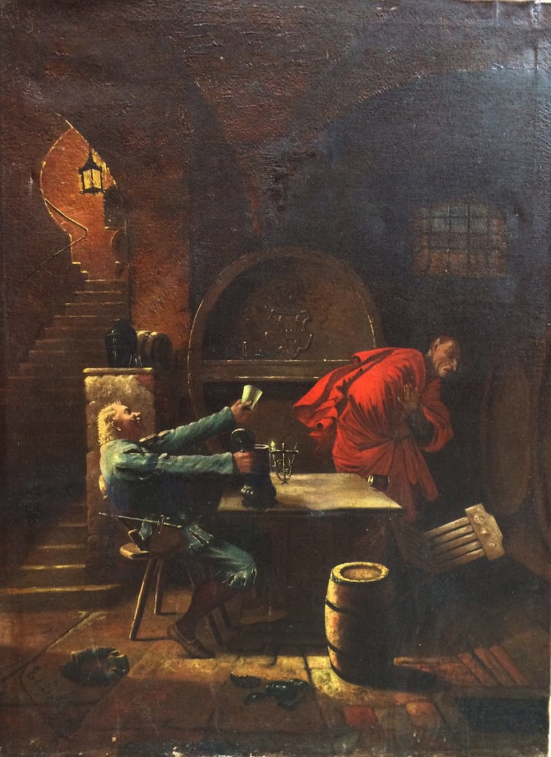 Edward Von Grutzner Original Oil on canvas 100x74 cm (1 of 1)