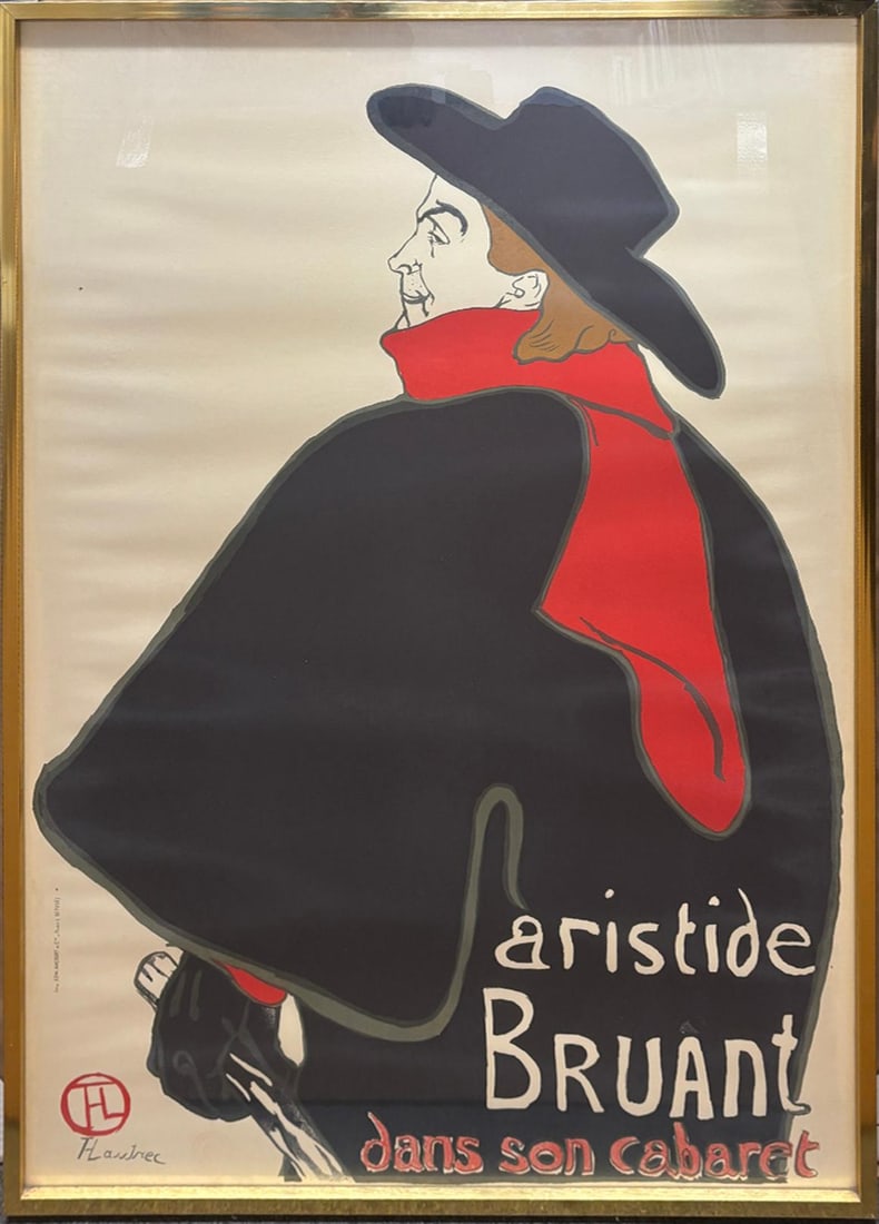 Henri Toulouse Lautrec 1960 Original Lithograph, Paris: Henri Toulouse Lautrec 1960 Original Lithograph, Paris 40 x 28.5 inches High quality Vintage plate signed museum quality custom frame. Very good condition