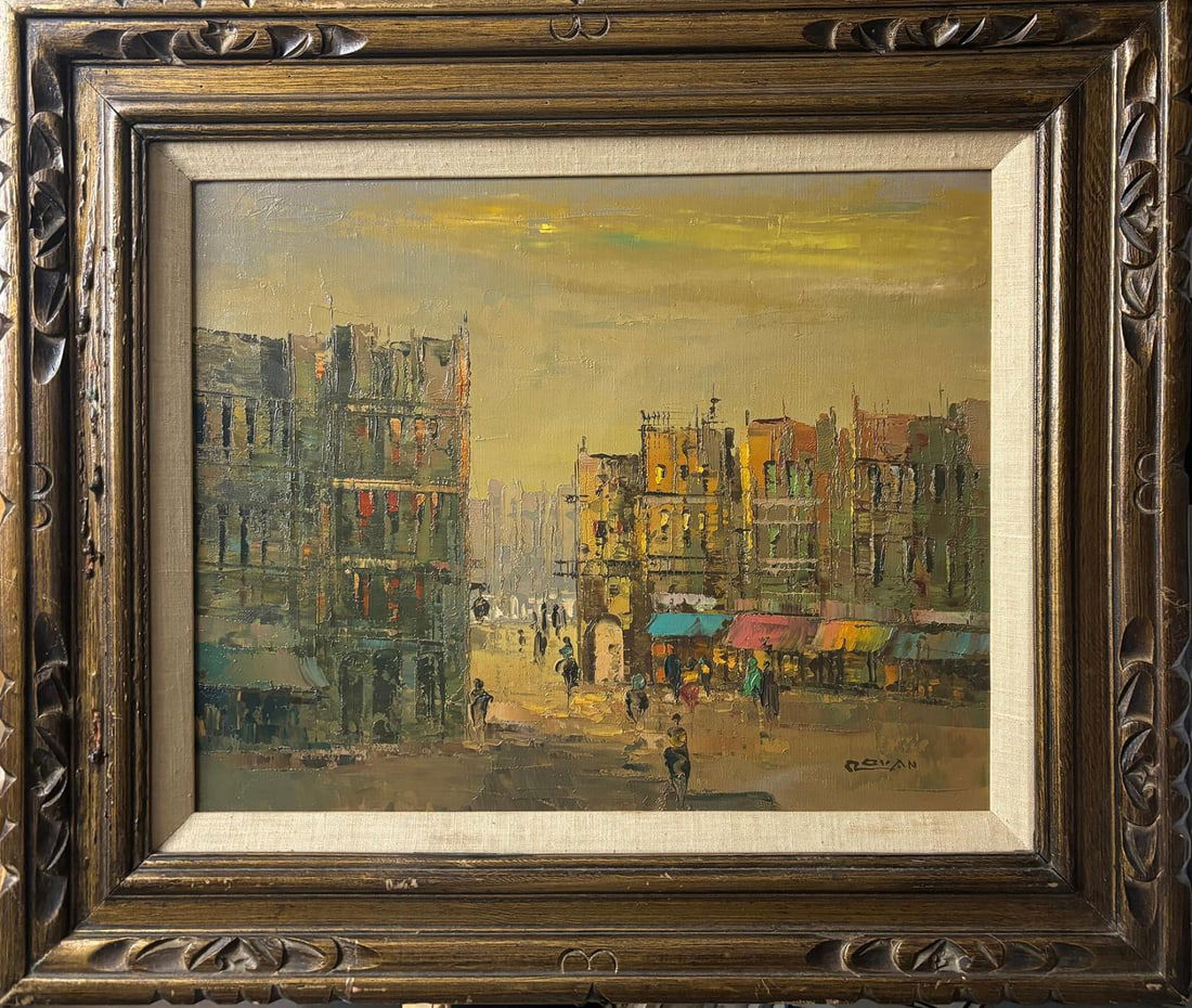 Roven Paris Cityscape Original oil on canvas: Roven Paris Cityscape Original oil on canvas very good condition Original frame 28 x 24 inches
