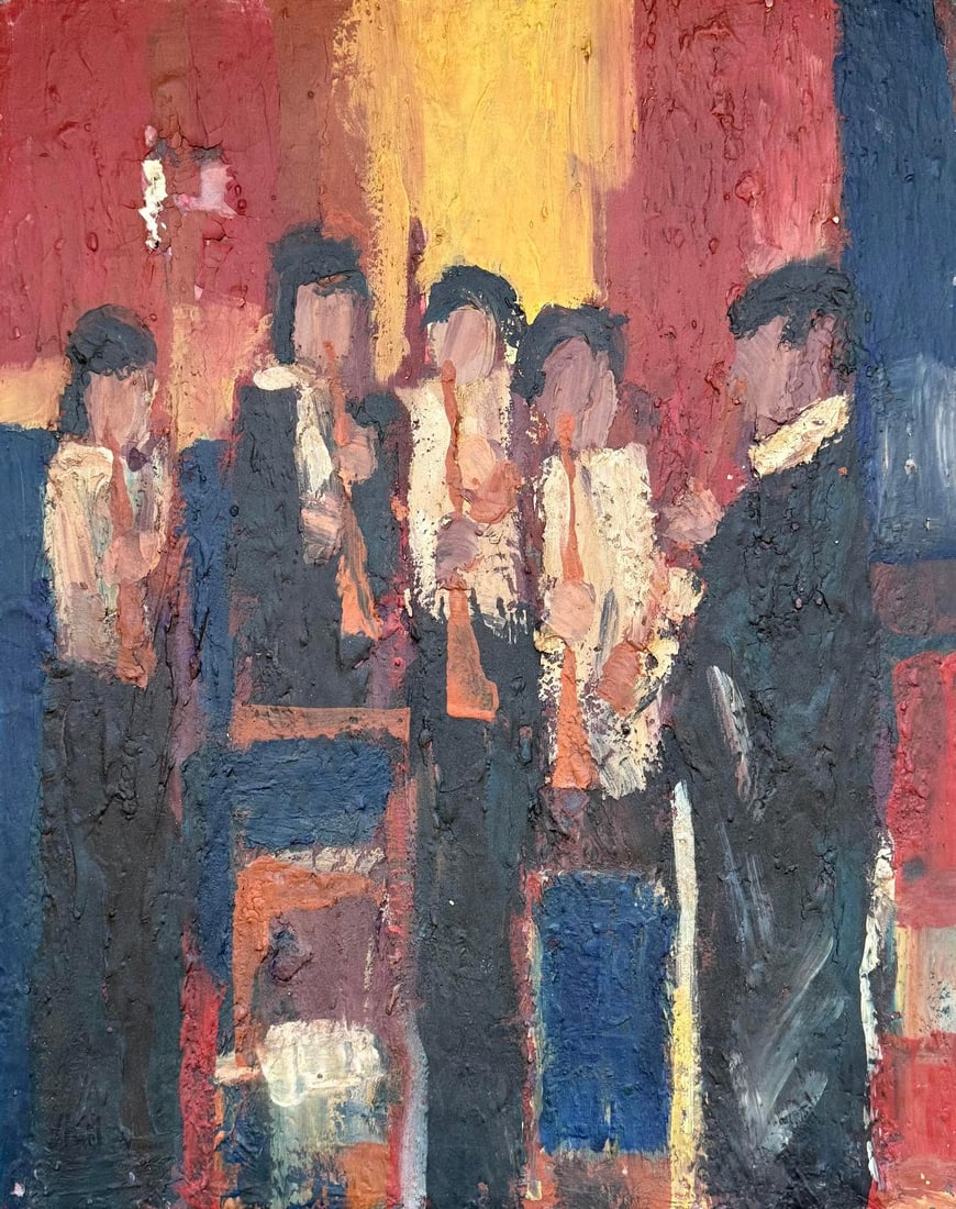 Stael - oil painting Musicians 51 x 41 cm Signed: Lower left side: Artista: Stael oil paintingTitle: MusiciansMeasurements: 51 x 41 cmSigned: Lower left side StaelProvenance: Private collection p