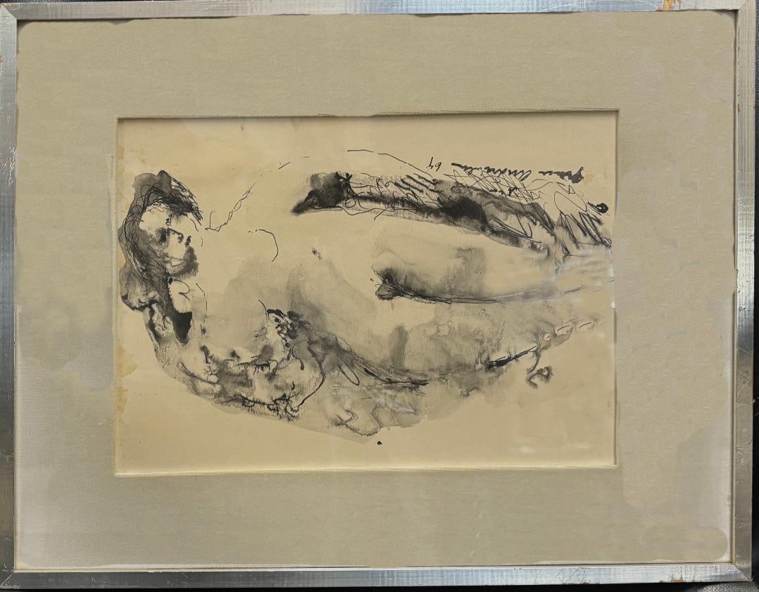 Vintage Original Ink & Watercolor Painting Signed 1964 With Original Frame (1 of 1)