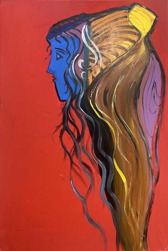 Oil on canvas in the manner of Pablo Picasso (Spanish 1881-1973): Oil on canvas in the manner of Pablo Picasso (Spanish 1881-1973) on canvas. Approx 30x24 inches. Custom framed and includes documentation.