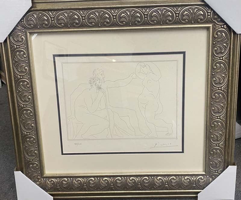 Pablo Picasso (Spanish 1881-1973) lithograph numbered limited edition of 300 with official Museum: Pablo Picasso (Spanish 1881-1973) lithograph numbered limited edition of 300 with official Museum stampPablo Picasso Lithograph from 1990-1992 Suite Vollard. Authorized by the Picasso Family. Each pie