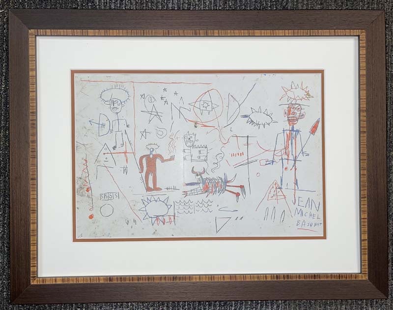 Jean Michel Basquiat Color Plate Lithograph 1984.: Jean Michel Basquiat Color Plate Lithograph from 1984. Custom framed and includes certificate of authenticity.