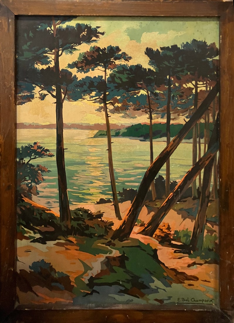 Hossegar artist E. Paul Chasmpseix The silver coast of SW France 1925 Vintage lithograph 34 x25 (1 of 1)