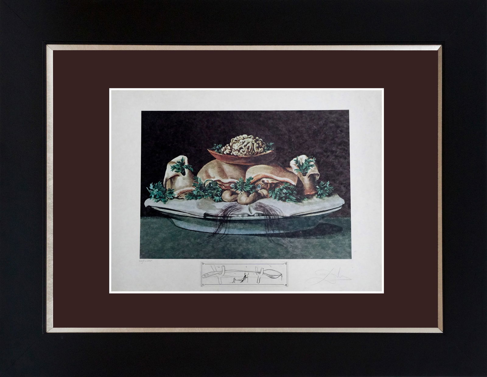 Salvador Dali (Spanish 1904-1989) Limited Edition Lithograph Dinner with Gala: Salvador Dali (Spanish 1904-1989) Limited Edition Lithograph Dinner with GalaSalvador Dali-Limited Edition-Hand signed and numbered lithograph on Arches watercolor paper. Approx 26 x 30 inches. Includ