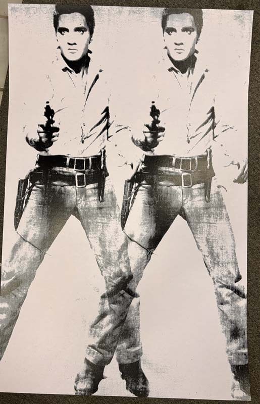 Andy Warhol (American, 1928-1987) Elvis Serigraph: Andy Warhol (American, 1928-1987) Elvis SerigraphAndy Warhol Elvis Serigraph 40 x 26 inches Silkscreen in colors on museum board from the Warhol studio Factory. Includes certificate. Art Artwork Artis