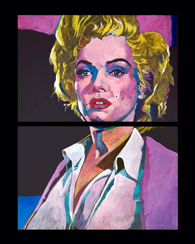 David Lloyd Glover (Canadian 1949) Marilyn Monroe Dyptich Original Mixed Media Painting on canvas: Mixed media on canvas by David Lloyd Glover Hand signed by the artist. On canvas image size Approx image size 18x24 inches Custom framed and includes certificate This work was purchased directly from