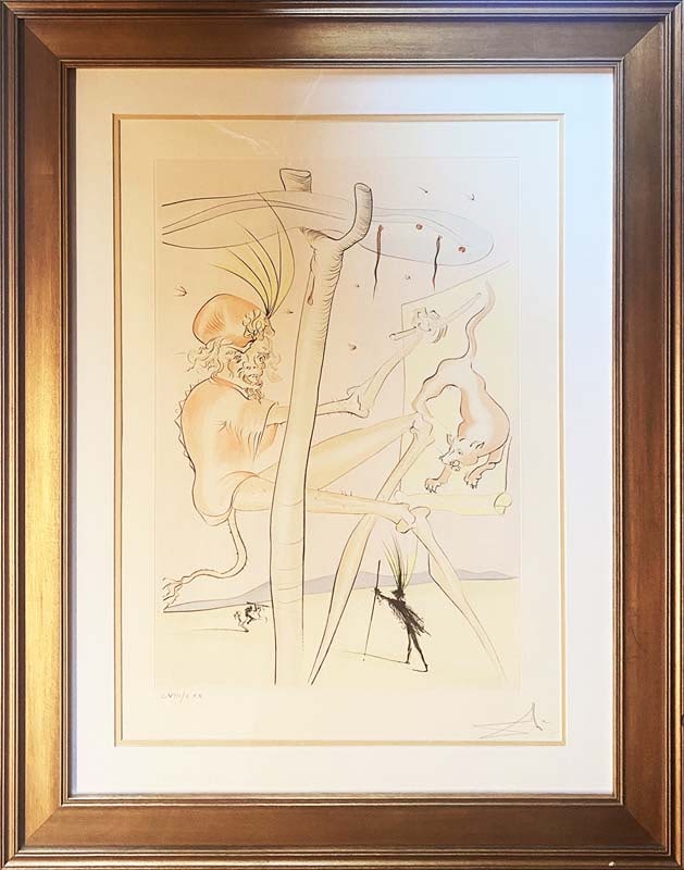Salvador Dali (Spanish 1904-1989) Limited Edition Le Chene et le Roseau from the Fables of Fontaine: Salvador Dali (Spanish 1904-1989) Le Cheine et le Roseau from the Fables of Fontaine (Le Bestiare de la Fontaine Dalinise) 1974. Limited Edition Lithograph Salvador Dali Hand signed and numbered by Da