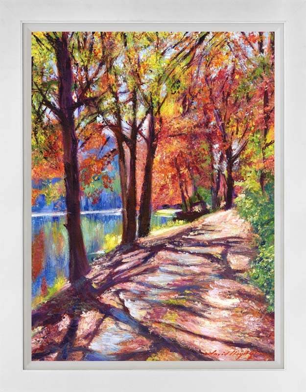 David Lloyd Glover (Canadian 1949) Walk along the Lake Original Mixed Media Painting on canvas by: Mediterranean Gardens Original Mixed Media Painting on canvas by David Lloyd Glover Hand signed by the artist. Approx 24x18 inches image size. Custom framed and includes certificate. Art Artwork Artis