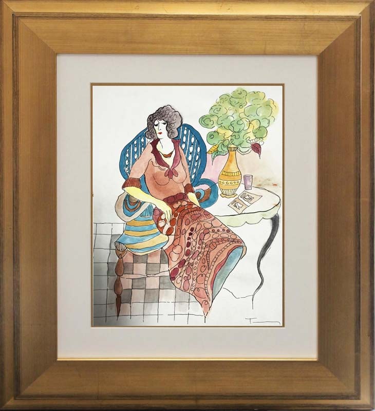 Tarkay (Israeli, 1935-2012) Original Watercolor Painting: Tarkay (Israeli, 1935-2012) Original Watercolor PaintingTarkay Original Watercolor Painting One of a kind original Hand signed by the artist. Custom framed. Includes Certificate. Approx 22 x20 inches.