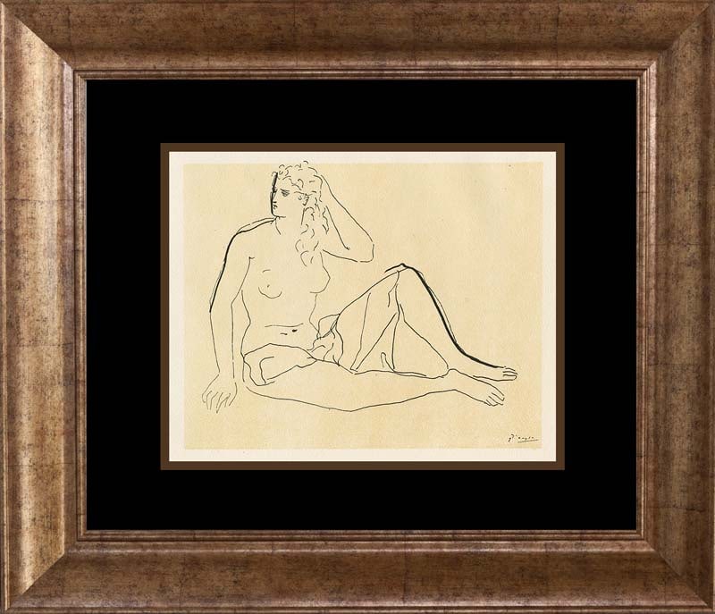 Pablo Picasso (Spanish 1881-1973) Dessins Lithograph Over 90 years ago: Pablo Picasso (Spanish 1881-1973) lithograph printed in Paris on velin d'arches paper almost 100 years ago. Paper size 10 x 8 inches, frame size approx. 24 x 20 inches. Custom framed. Includes certifi