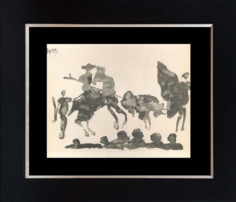 Pablo Picasso (Spanish 1881-1973) 1961 Lithograph Toros Y Toreros.: Pablo Picasso (Spanish 1881-1973) Lithograph from 1961 Includes certificate of authenticity. Approx 20x24 inches. Custom framed. Printed In Paris. Dated 1959 by the artist. From Picasso's sketchbook f