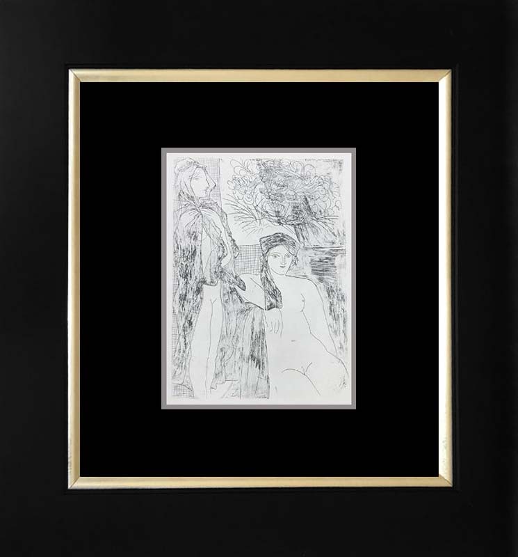 Pablo Picasso (Spanish 1881-1973) lithograph printed in Paris on velin d'arches paper from the: Pablo Picasso (Spanish 1881-1973) lithograph printed in Paris from the Vollard Collection 1956 Paper size 10 x 8 inches, frame size approx. 24 x 20 inches. Custom framed. Includes certificate. Art Art