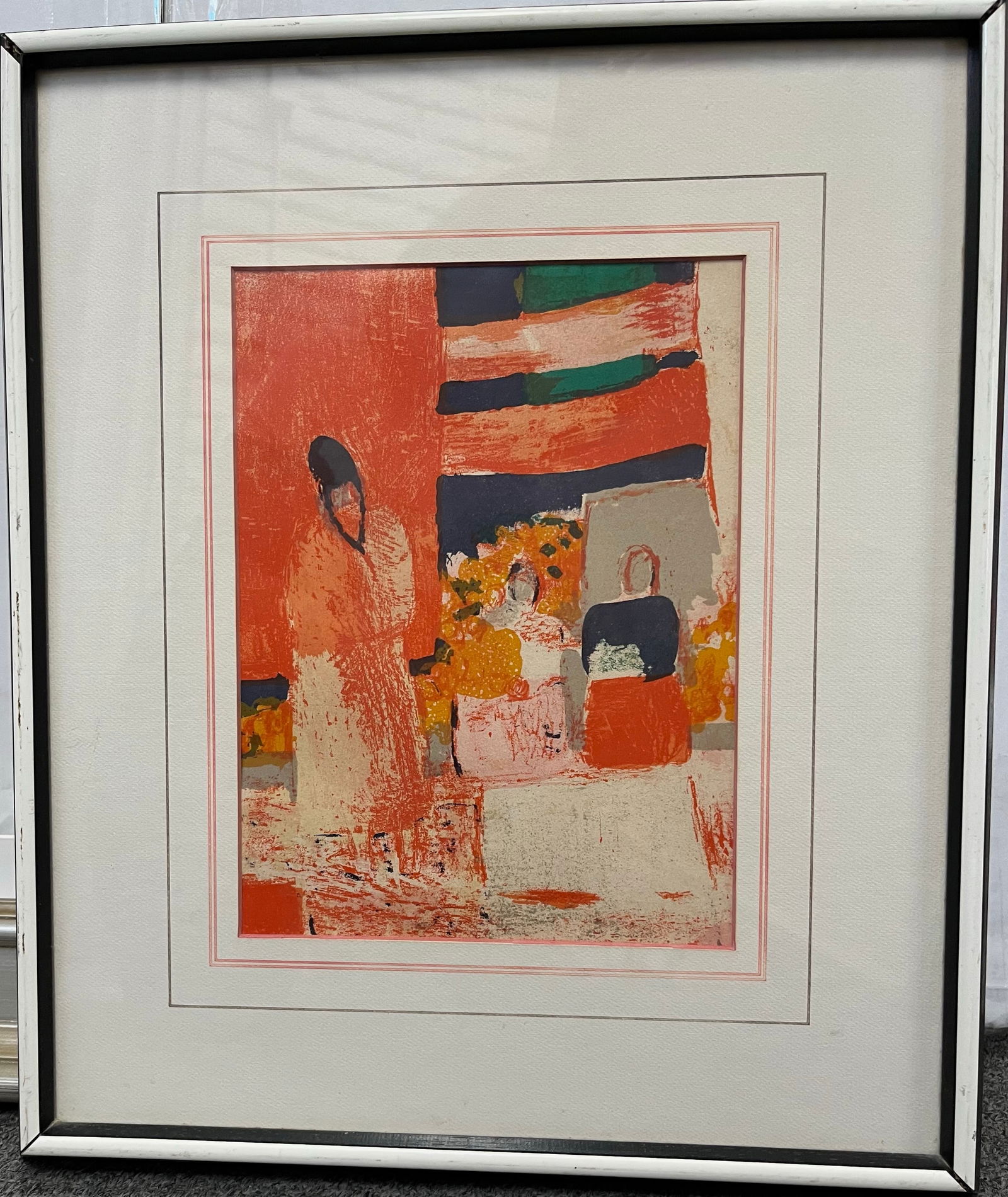Bernard Cathelin The Marketplace. Original Lithograph. 16 x 24 inches. Framed.: Bernard Cathelin. The Marketplace. Original Lithograph. 16 x 14 inches. Framed. 7 step Art Artwork Artist.