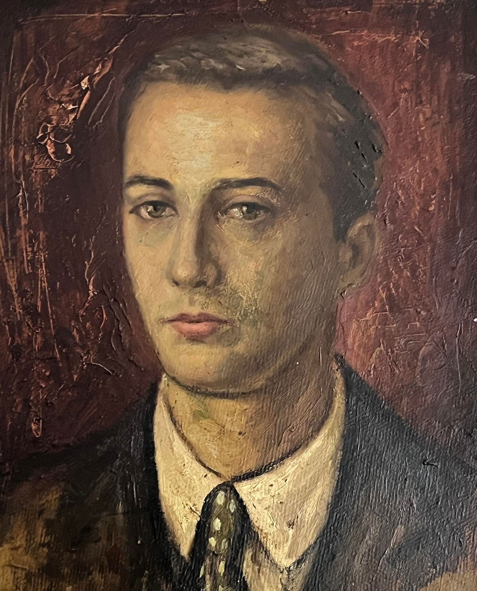 Mark Gertler Oil painting on board: Mark Gertler Oil painting on board 39x32 cm Portrait of a young man Signed upper right Provenance Private Collection Biography Born: December 9, 1891, Spitalfields, London, United KingdomDied: June 23