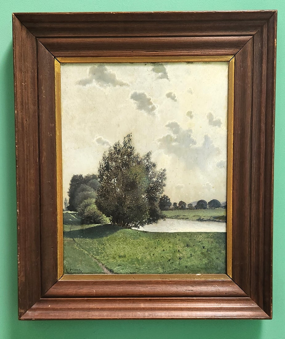 Erns Peche OLD PAINTING LANDSCAPE ERNS PECHE 1913 AUSTRIA PARTIE A D NEUTRA: Erns PecheOLD PAINTING LANDSCAPE ERNS PECHE 1913 AUSTRIA PARTIE A D NEUTRAOld Painting landscape Erns Peche 1913 Austria Neutral PartyCountry landscape signed and dated Erns Peche II-IX-1913It has a p