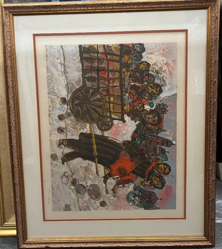 Theo Tobiasse Original Lithograph: Theo Tobiasse vintage original lithograph in great condition Approx 20x26 inches hand signed and numbered Limited Edition 35x29 inches framed size step Art Artwork Artist.