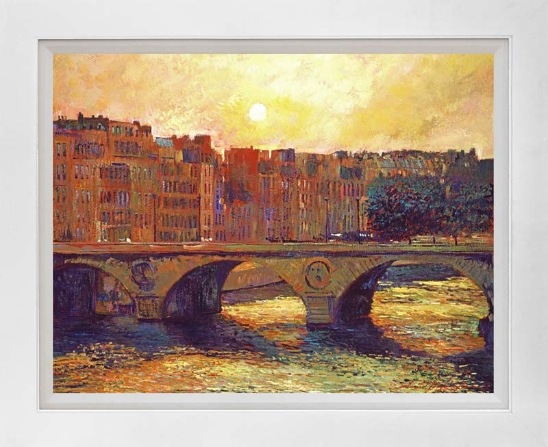 David Lloyd Glover (Canadian 1949) Paris Bridge over the Seine Mixed Media Original painting David: Bridge over the Seine Mixed media on canvas by David Lloyd Glover One of a kind. Hand signed by the artist. On canvas. Approx 18 x 24 inches image size. Custom framed and includes certificate Art Artw