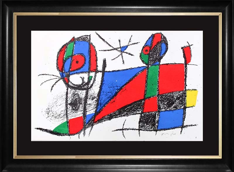 Joan Miro (Spanish 1893-1983) Hand Signed Original Lithograph: Joan Miro (Spanish 1893-1983) Hand Signed Original LithographJoan Miro Original Lithograph Printed in the 1975 by Mourlot Press Lithograph. Custom framed Includes certificate of authenticity. Approx 2