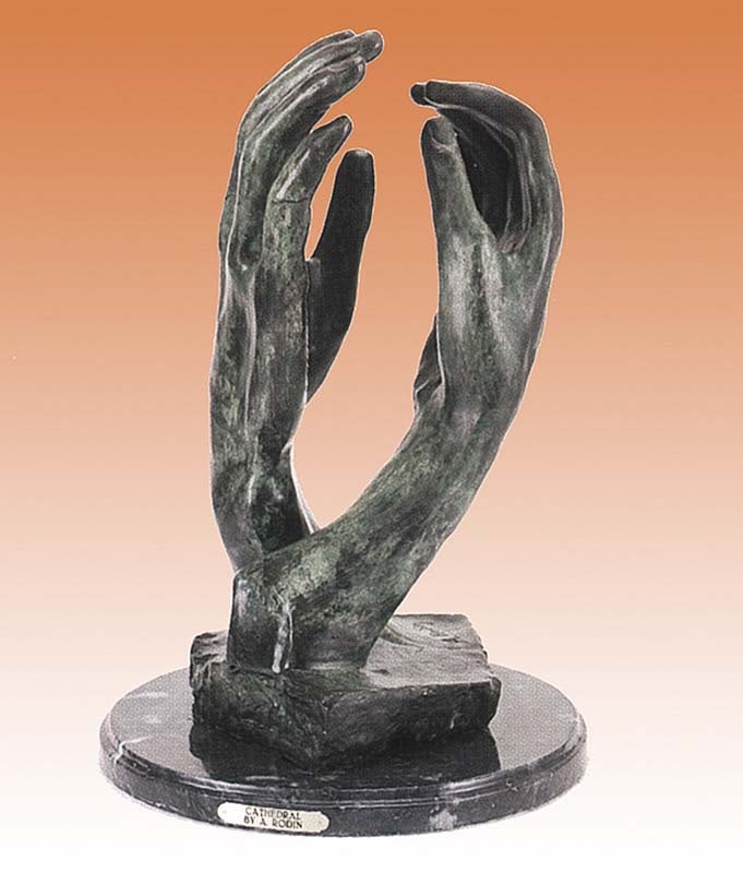 Auguste Rodin Cathedral Praying Hands Bronze Sculpture after Auguste Rodin: Auguste Rodin Cathedral Praying Hands Bronze Sculpture after Auguste RodinCathedral Praying Hands - After Auguste Rodin. Bronze sculpture Size 24x13 inches. Rodin was born in 1840 and is thought to be
