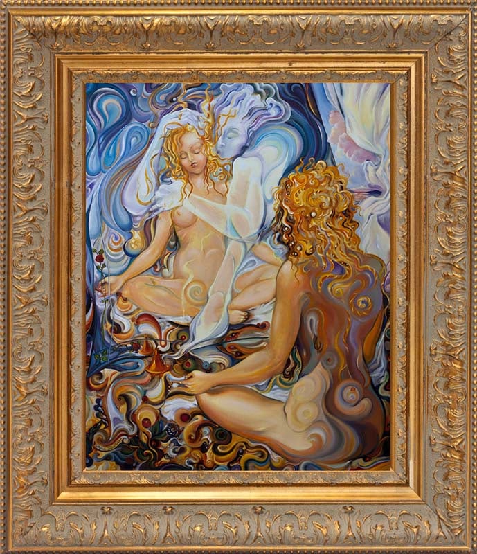 Mixed media original painting on canvas by Arina Meditation: Mixed media Original oil painting on canvas by Arina. Hand signed by the artist. One of a kind original. Approx 28x36 inches. Custom framed. Includes certificate of authenticity. This work was purchas