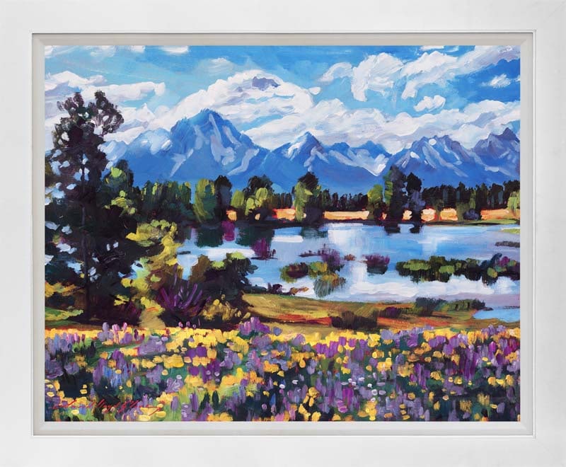 David Lloyd Glover (Canadian 1949) High Country Wildflowers Mixed Media Original Painting on canvas (1 of 1)