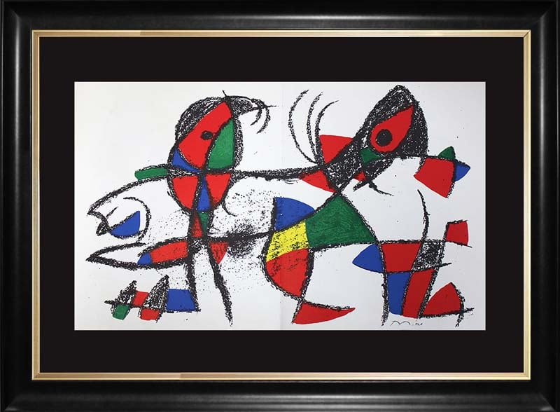 Joan Miro (Spanish 1893-1983) Hand Signed Original Lithograph: Joan Miro (Spanish 1893-1983) Hand Signed Original LithographJoan Miro Original Lithograph Printed in the 1970's by Mourlot Press. Hand signed by the artist. Custom framed Includes Certificate of Auth