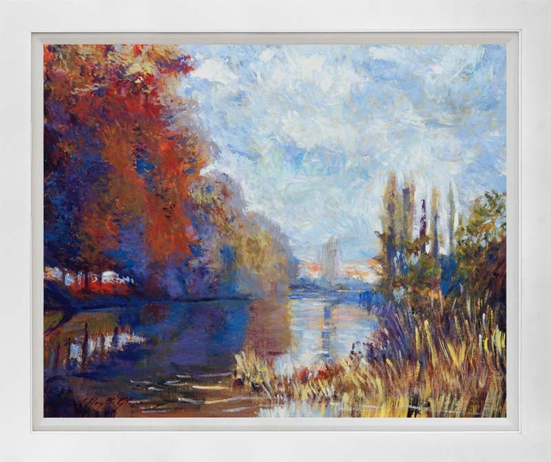 David Lloyd Glover (Canadian 1949) Argenteuil on the Seine Mixed Media Original Painting on canvas: Mixed media on canvas by David Lloyd Glover Hand signed by the artist. On canvas image size. Approx image size 18x24 inches. Custom framed and includes certificate. This work was purchased directly fr