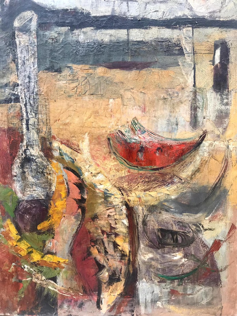 Willem De Kooning (Dutch- American 1904-1997) 1940 American Abstract De Kooning Expressionism oil: 1940 American Abstract Expressionism oil painting on canvas in the manner of Willem De Kooning (Dutch- American 1904-1997) 32x24 inches. Watermelon. Art Artwork Artist.