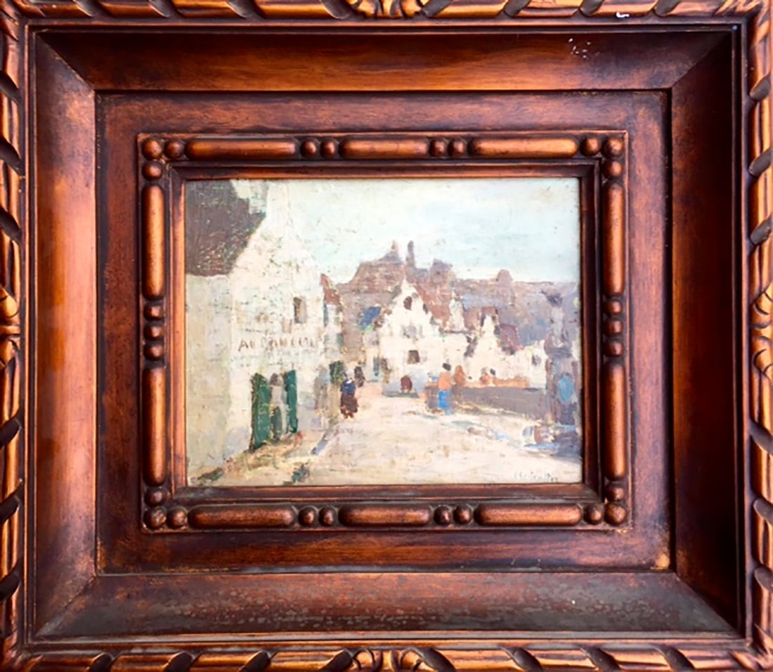 George Oberteuffer Original oil painting on wood: George OberteufferTechnique: oil on woodMeasure: 27 x 23 cm Framed and Hand signed. Art Artwork Artist.