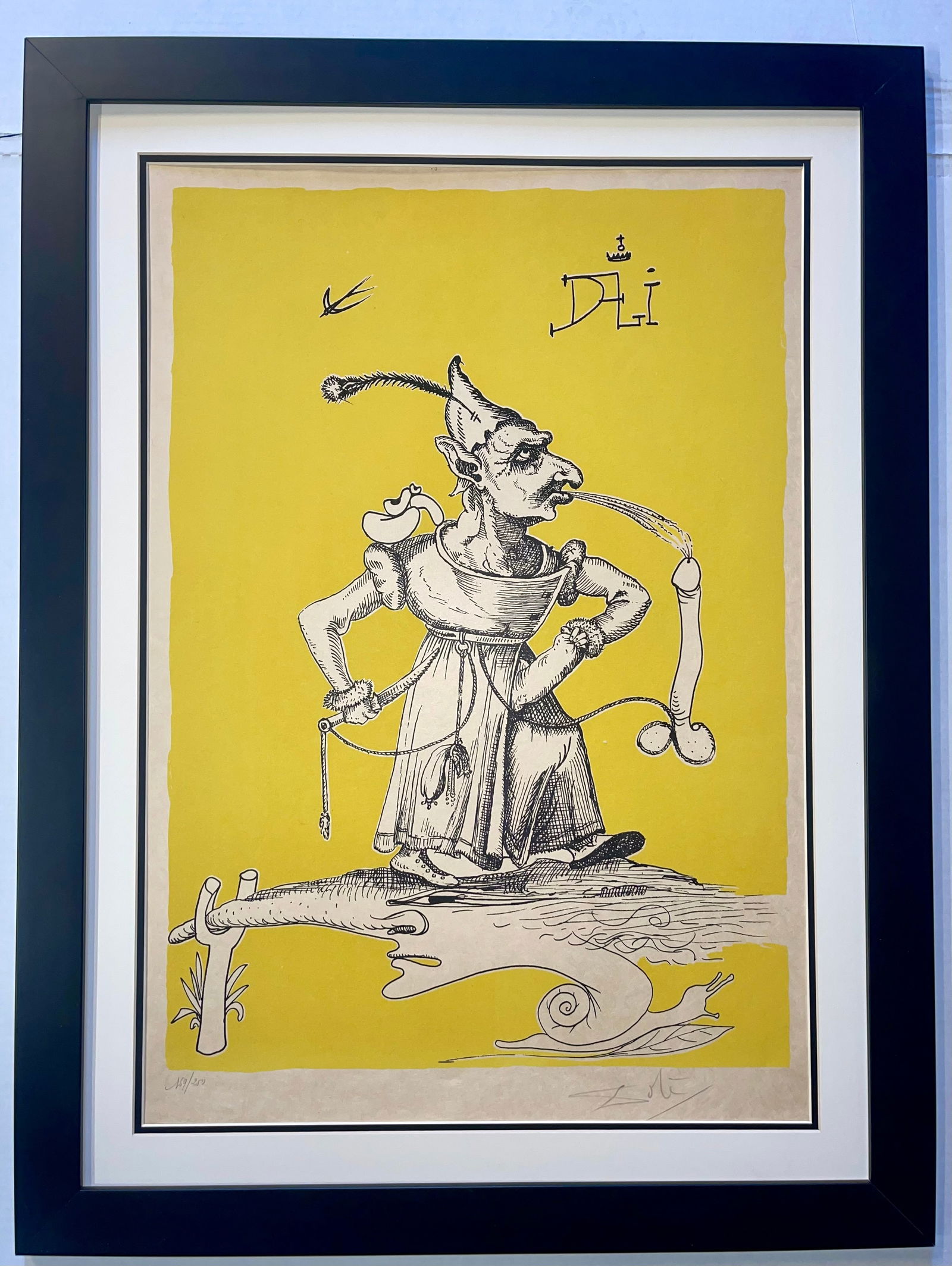 Salvador Dali (Spanish 1904-1989) Pantagruel Limited Edition Lithograph with Yellow Hand signed and: Salvador Dali (Spanish 1904-1989) Pantagruel Limited Edition Lithograph with Yellow Hand signed and numbered.Les Songes Drolatiques de Pantagruel 1973 Limited Edition original Lithograph Salvador Dali