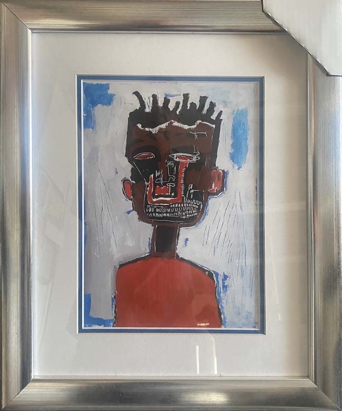 Jean-Michel Basquiat (American 1960-1988) Lithograph from 1984: Jean-Michel Basquiat (American 1960-1988) Lithograph. 1984. Approx 22 x20 inches. Custom framed and includes certificate. Art Artwork Artist.
