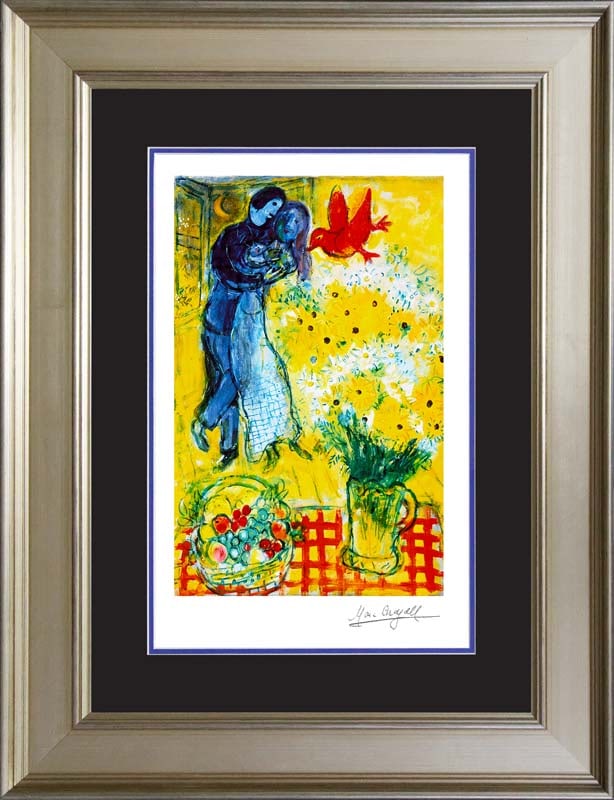 Marc Chagall (Russian-French 1887-1985) Lovers with Daisies Marc Chagall Limited Edition Lithograph (1 of 1)