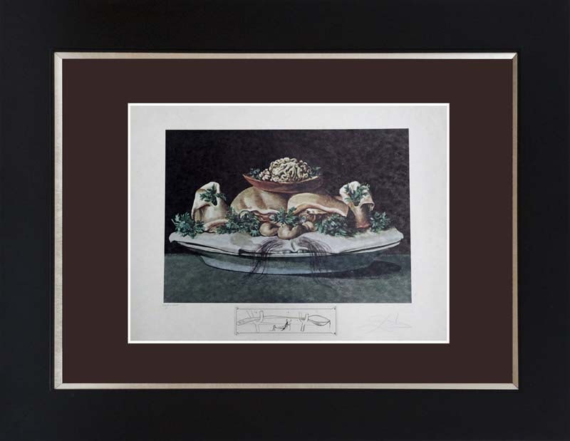 Salvador Dali (Spanish 1904-1989) Limited Edition Lithograph Dinner with Gala: Salvador Dali (Spanish 1904-1989) Limited Edition Lithograph Dinner with GalaSalvador Dali-Limited Edition-Hand signed and numbered lithograph on Arches watercolor paper. Approx 26 x 30 inches. Includ