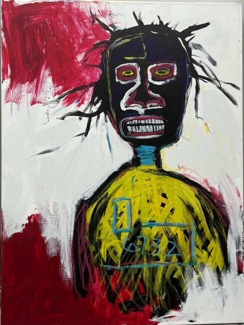Jean-Michel Basquiat (American 1960-1988) oil painting on canvas in the manner of Jean-Michel (1 of 1)